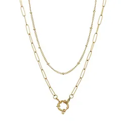 2022 New Fashion Women Snap Hook Oval Pendant Paper Clip Chain Necklace Women Sexy Party Stainless Steel Necklace Jewerly