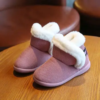 

Children Baby Girls Boys Solid Bling Winter Warm Sport Short Snow Boots Shoes Kids Casual Thick Cotton Fabric Shoes