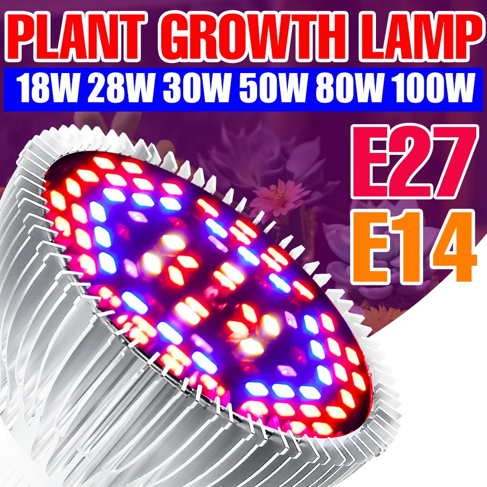 Lampadine A Led E27 Plant Light 220V Phytolamps A Spettro Completo E14 Hydroponic Fitolampy 18W 28W 30W 50W 80W 100W Lampada Per Semi Da Interno