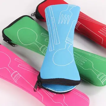 

1pcs Travel Cutlery Bag Lightweight Outdoor Packaging Storage Bag For Tableware Portable Picnic Fork Spoon Bag Kitchen Tools