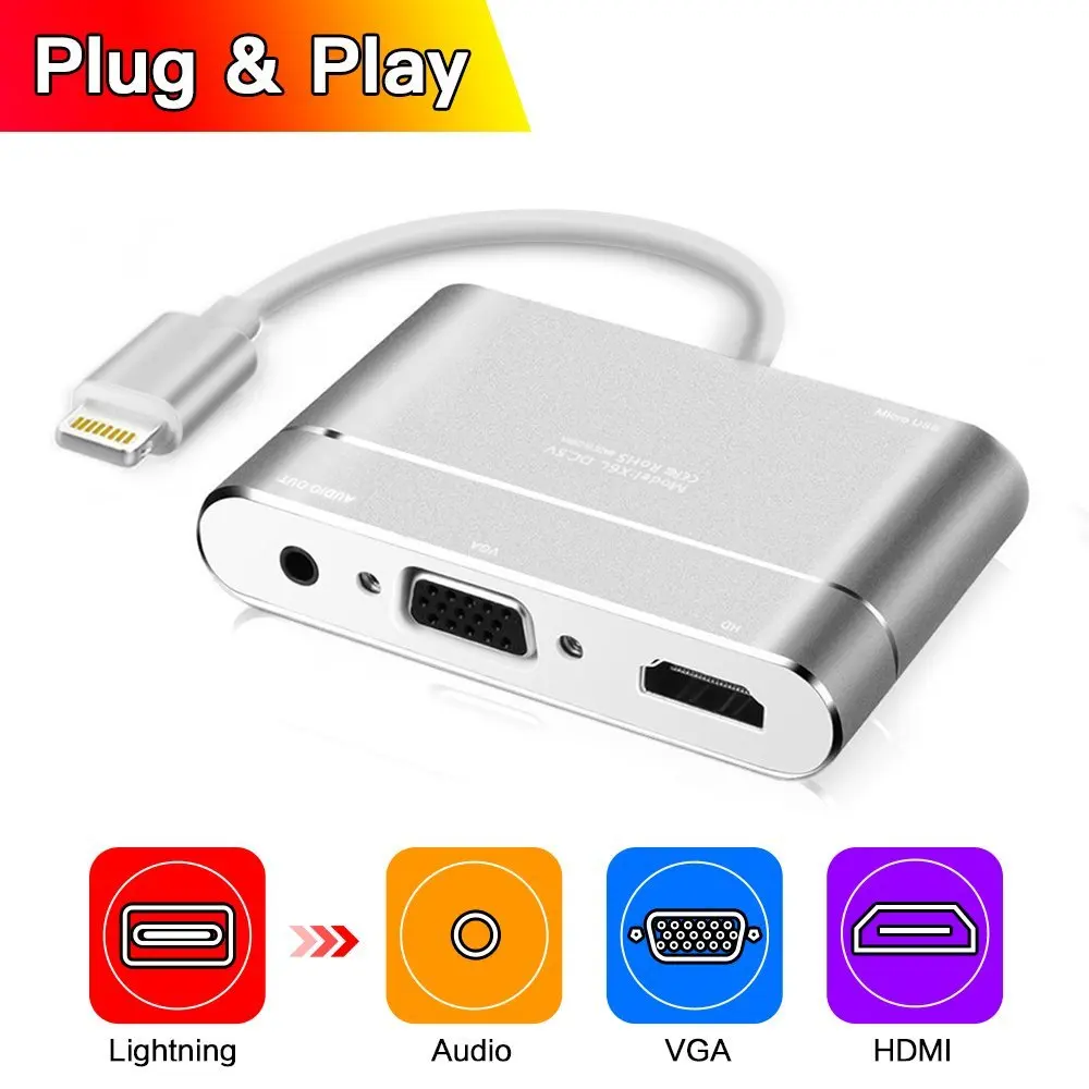 HBUDS X6L 1080P HDMI кабель для разъема Lightning AV HDMI/HD ТВ цифровой адаптер Iphone 5S 6 6s 7 8 плюс Ipad