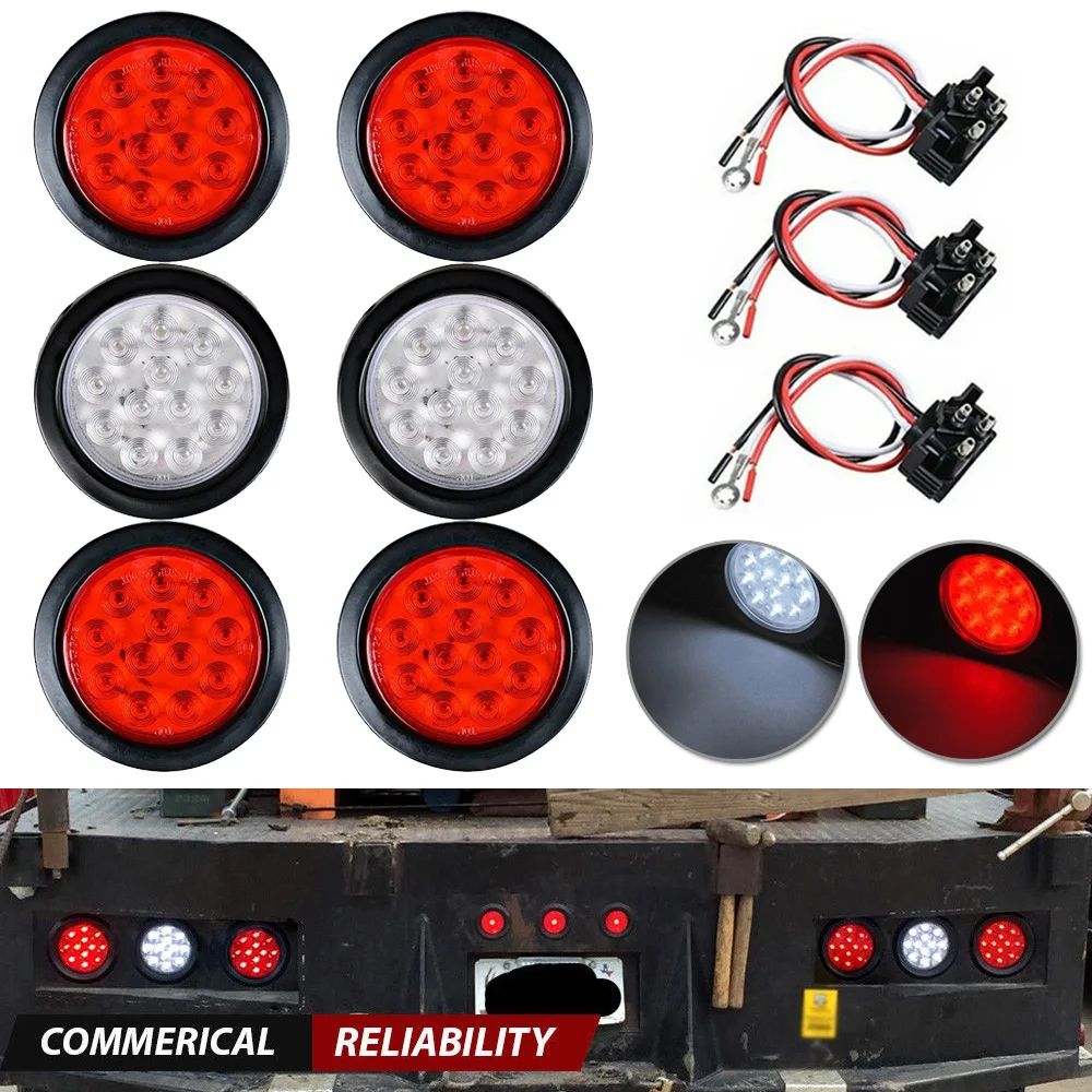 2X4 белый 12LED круглый фонарь заднего хода лампа заднего хода прозрачные линзы для RV 12V