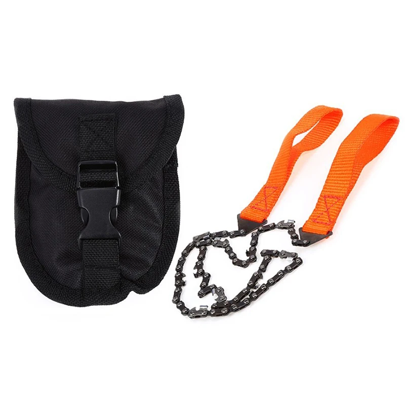 

Portable Hand Chain Saw Survival Fret Saw Emergency Multifunction Outdoor Steel Wire Camping Kit Pocket--Orange