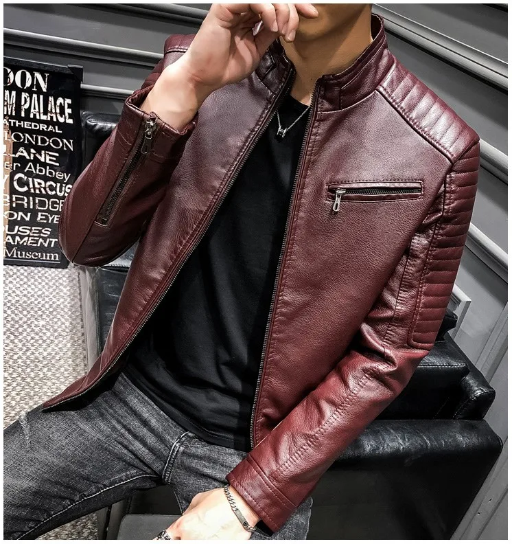 Модный бренд High Street искусственная кожа для мужчик куртка Байкер Slim Fit замшевые куртки для мужчин Твердые молнии ПУ Топы пальто DS50869