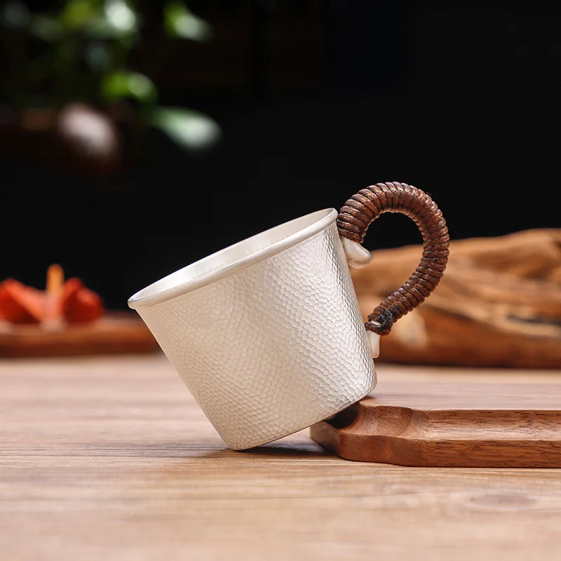 

Sterling silver 999 handle cup handmade cup mug silver cup household cup coffee cup