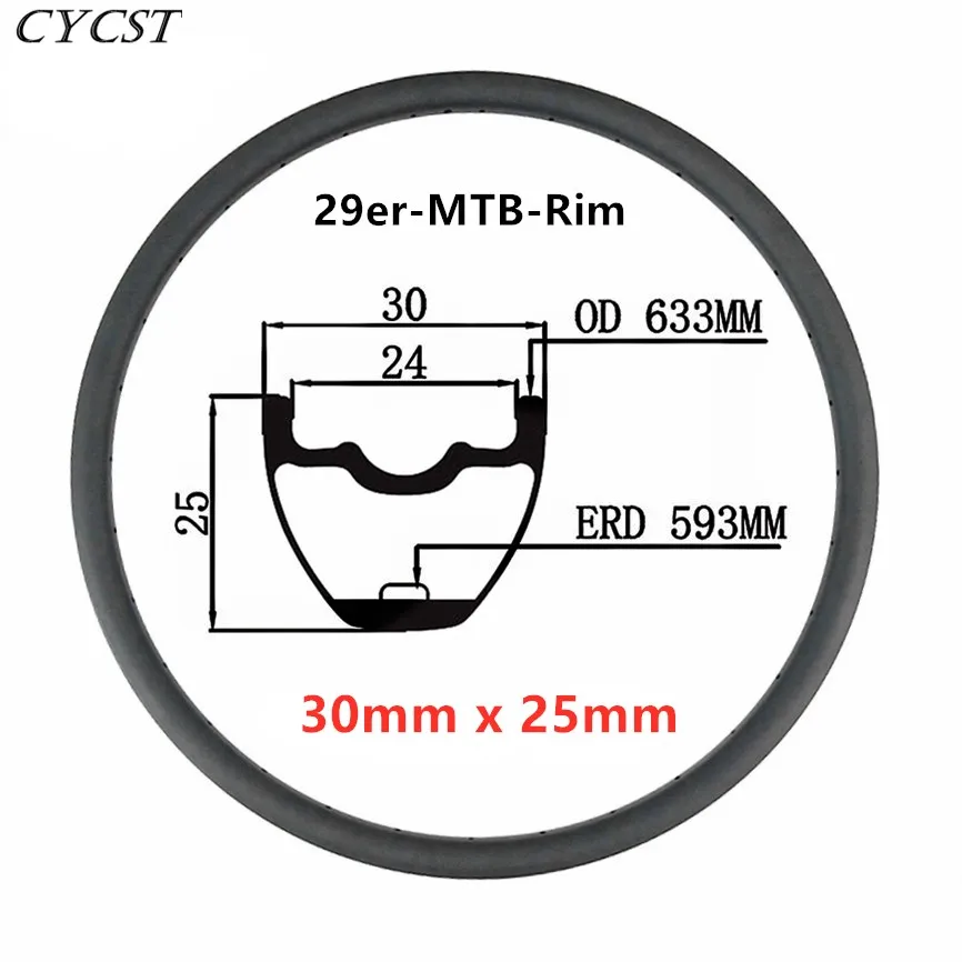 CYCST 29er 30 мм x 25 MTB XC AM бескамерный карбоновый обод диск для беговых горных