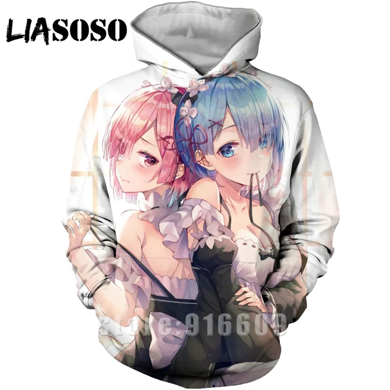 2 Модные женские и мужские худи rem с 3D принтом Re: zero, худи REM, пуловер для косплея, толстовка с капюшоном в стиле аниме, Harajuku - Цвет: 2