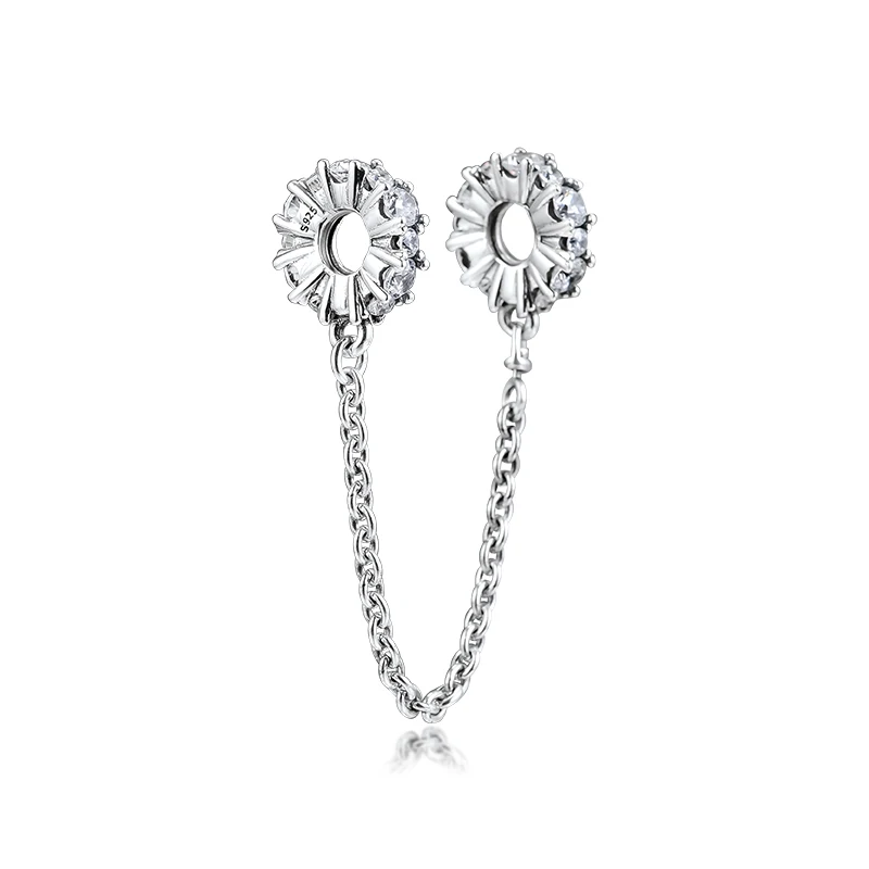 DIY подходит для браслетов Pandora Charms прозрачные блестящие безопасные бусины-цепочки 925 пробы-серебро-ювелирные изделия