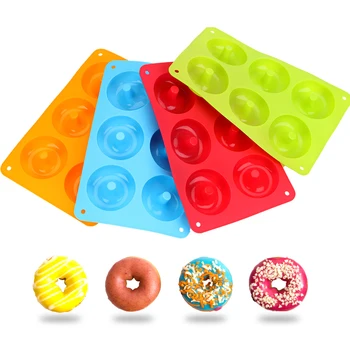 

6-Cavity Reusable Silicone Donut Baking Pan DIY Cake Mould Donut Mold Chocolate Biscuit Cake Mold Non-Stick Candy 3D Mold