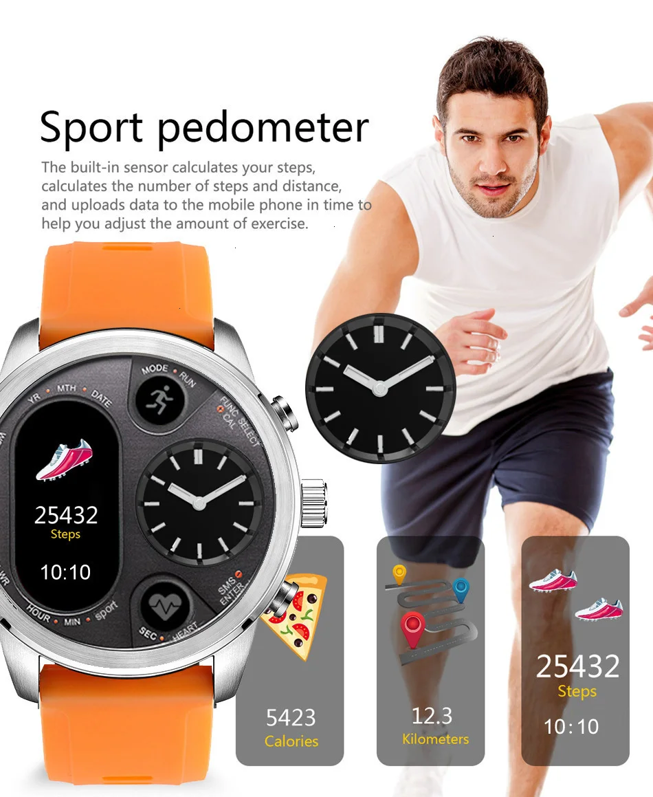 COXRY, двойной дисплей, IP68, водонепроницаемые Смарт-часы для мужчин, 15 дней в режиме ожидания, монитор сердечного ритма, умные часы, фитнес-трекер, браслет для здоровья