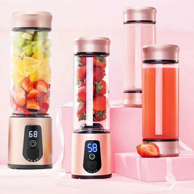 

Juice Blender Vegetable Fruit Mixer Juicer Cup Portable Electric 450mL 6 Blade Healthy Drinking Protein Shake Bar Food Blender