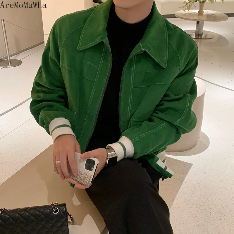 Chaqueta verde corta de pana para hombre, chaqueta deportiva informal,  suelta y versátil, con diseño de M XL|Chaquetas| - AliExpress
