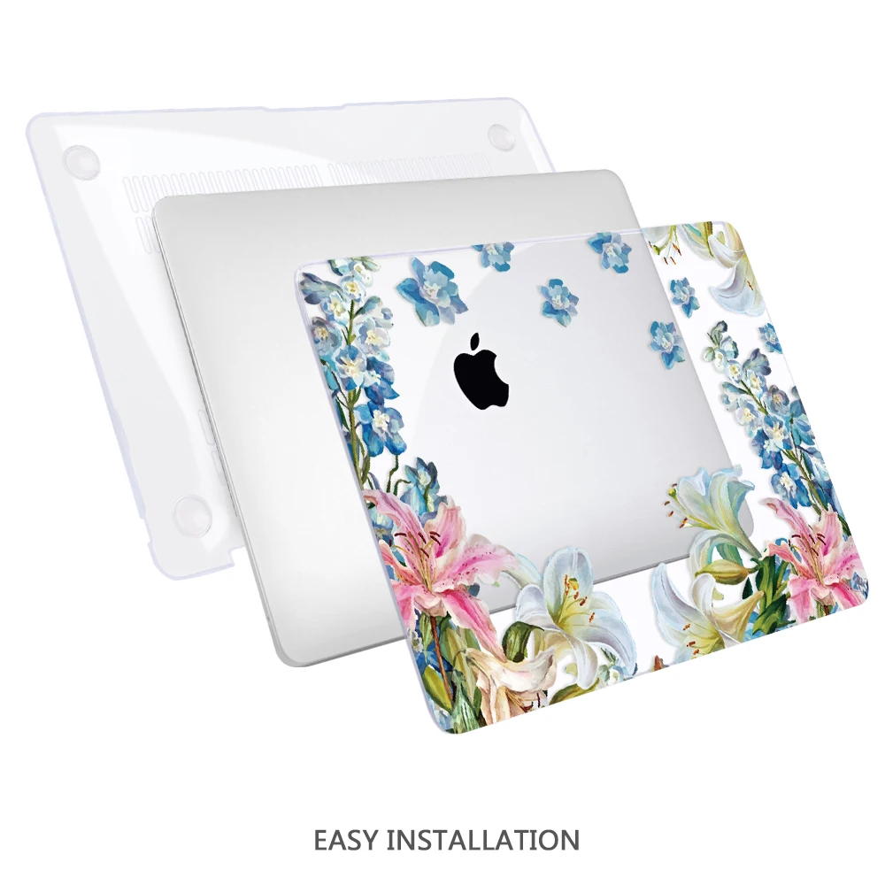 coque plastique rigide imprimé floral pour macbook air pro