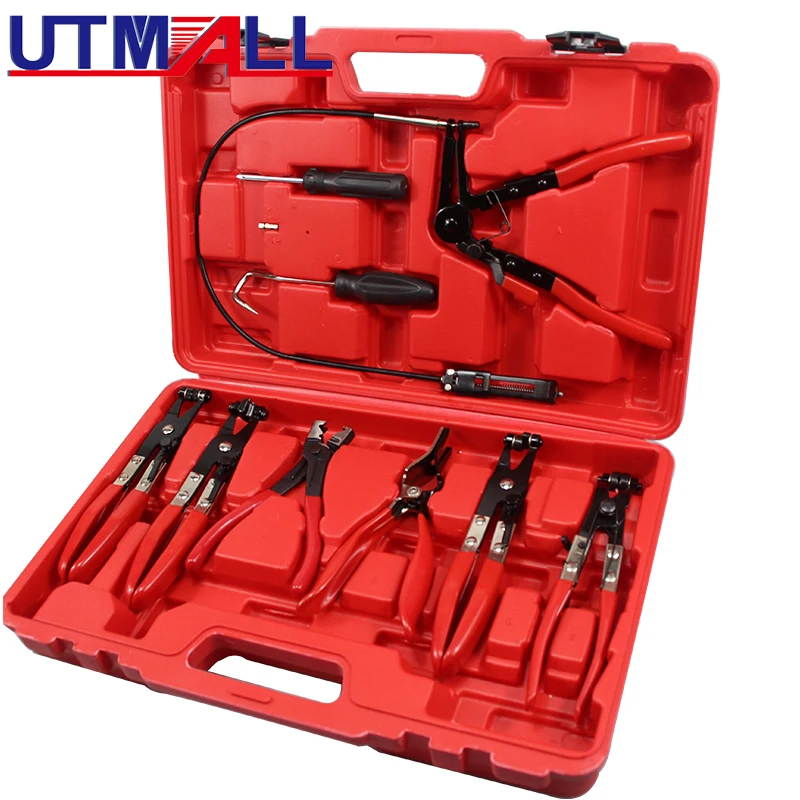 Auto Hose Clamp Ring Plier Set 9Pcs Flexible Wire Cable Bend Type Remover Oil Seal Screwdriver Car Repairing Tools