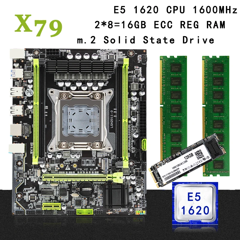 Комплект материнской платы X79 LGA2011 с памятью DDR3 1600 МГц ECC REG 2*8 Гб (16 Гб) Intel Xeon E5 1620