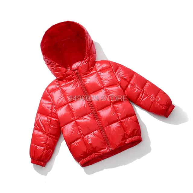 Зимняя плотная теплая куртка на утином пуху для мальчиков и девочек, детская водонепроницаемая ветрозащитная куртка, детский плащ-дождевик для школы - Цвет: normal red