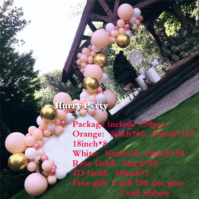 350Pcs Balloons Garland Arch Kit 4D Round Foil Balloon Rose Gold Wedding Birthday Engagement Party Decoration Baby Shower Inflat