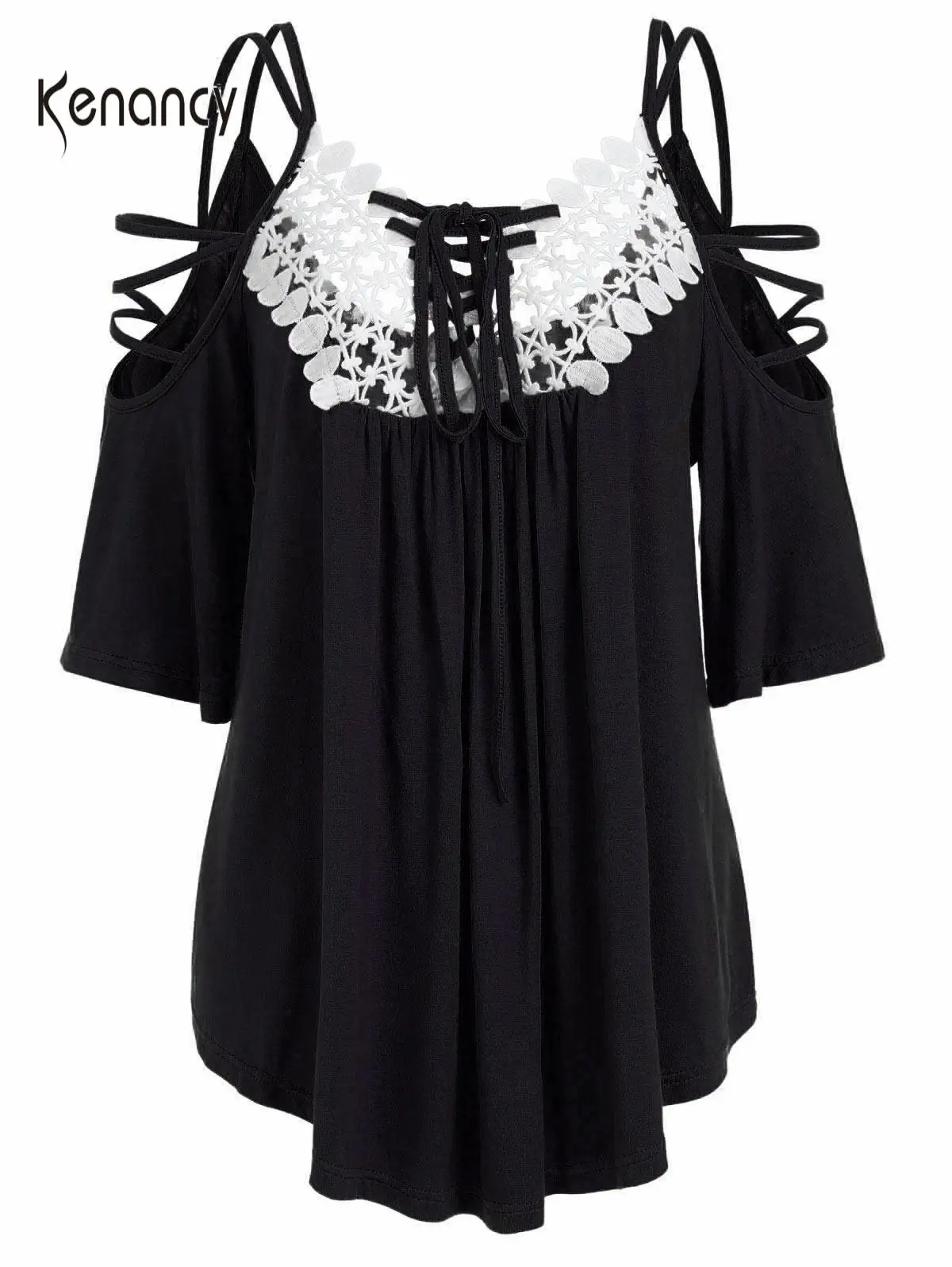 Женские повседневные футболки Kenancy большие размеры женские с открытыми плечами