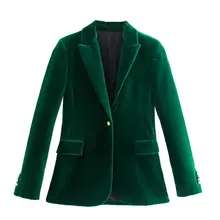 High Quality 2022 Blazer Women Jacket Official Ladies Long Sleeve Mujer Vestido Green Velvet Jacket Autumn