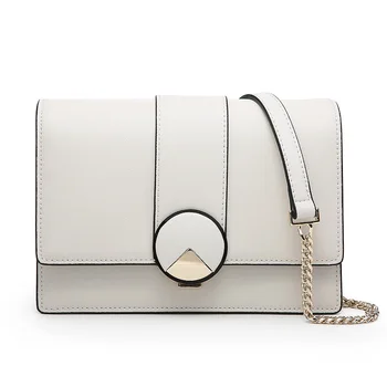 

2020 New Design Genuine Leather Cross Body Bag for Women Round Metal Decoration Shoulder Bag Small Square Bag