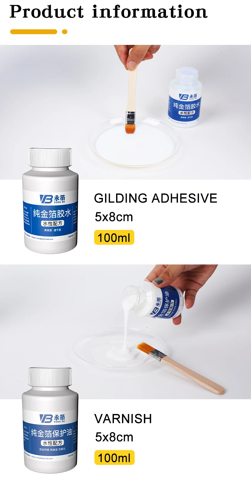 Kit Foglia Oro Per Decorazione - Colla E Vernice Base Acqua 100ml, 100 Foglie Oro, Pennelli E Accessori - Foto 9