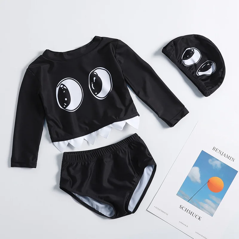 

Hot Selling KID'S Swimwear Small CHILDREN'S Infant Baby Girls Swimwear Triangular Split Type Sun Block Net Red INS with Big Eye