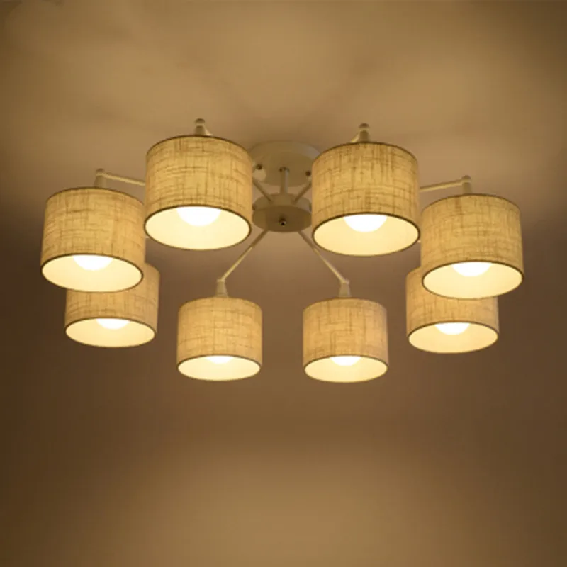 Japaness Ceiling Lights With Cloth Lampshades For Foyer White Lamparas de techo Surface Mounted Bedroom Lighting