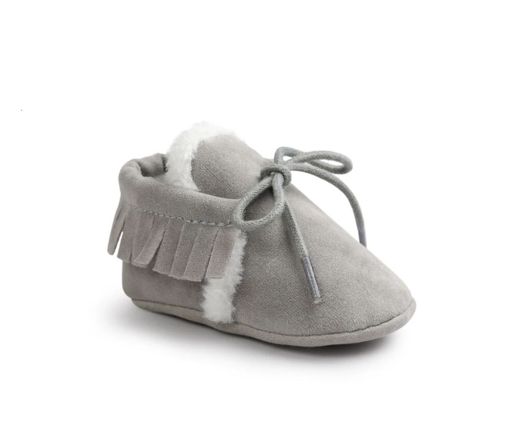 Pudcoco Newborn Baby Boys Girls Soft Sole Crib Shoes Warm Boots Anti-slip Sneakers 0-18m - Color: Gray
