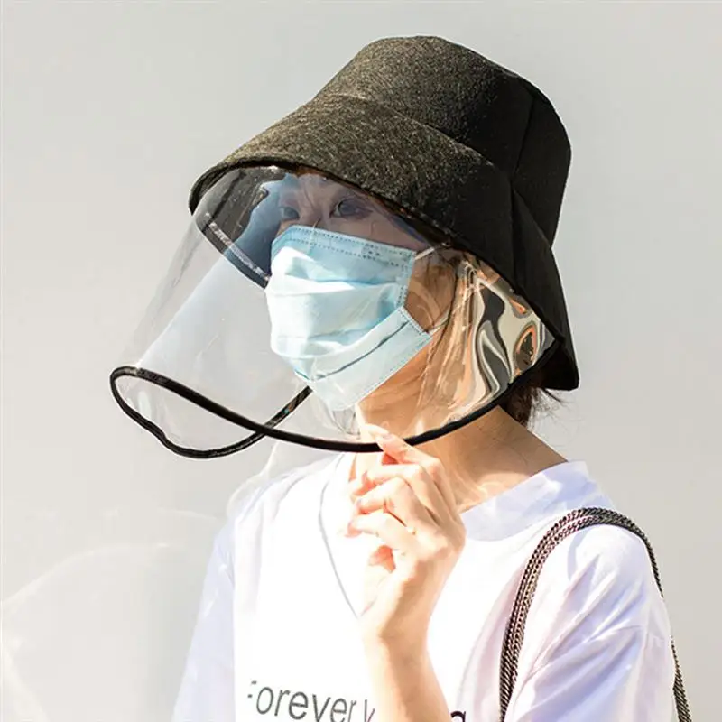 

Women Bucket Hat Removable Protective Face Shield Transparent Mask Anti Splash Summer Sun Hat Fishing Travel Caps Casual Hats
