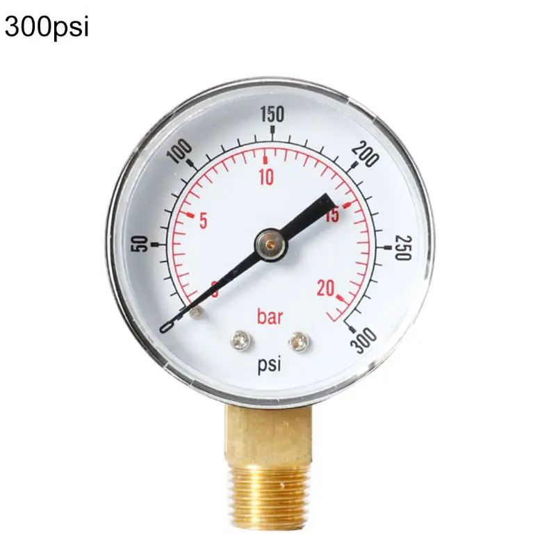 300psi Манометр 52 мм Циферблат 1/" BSPT вертикальный 0/15, 30,60, 100160300 PSI& бар нижнее Крепление - Цвет: 300psi