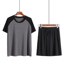 Весенне-Летняя короткая Пижама для мужчин, набор модальных мужских пижам, набор хлопковых коротких пижам для сна, штаны для нижнего размера плюс, растягивающаяся домашняя одежда