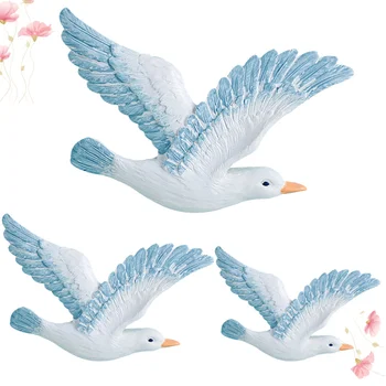 

3PCS Durable Lovely Elegant Resin Vivid Photo Backdrop Mediterranean Seagulls Hanging Sea Birds for Home Office Decoration Resta