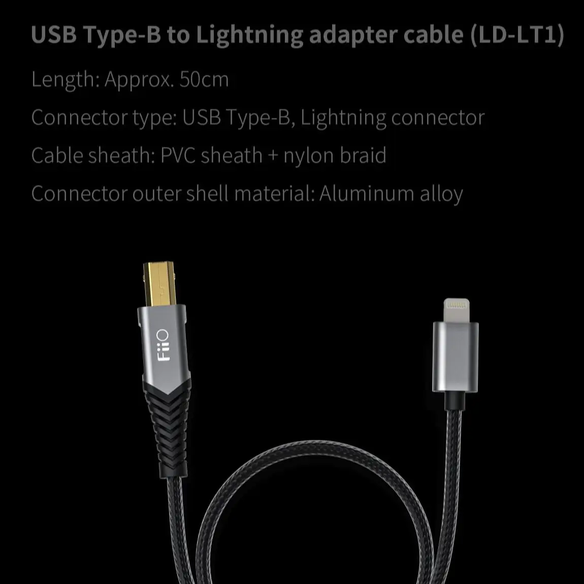 Fiio LD-TC1 LD-LT1 USB Type-B to Type-C Lightning Adapter Cable 50cm HIFI Headphone Amplifier K9 PRO K5 Pro