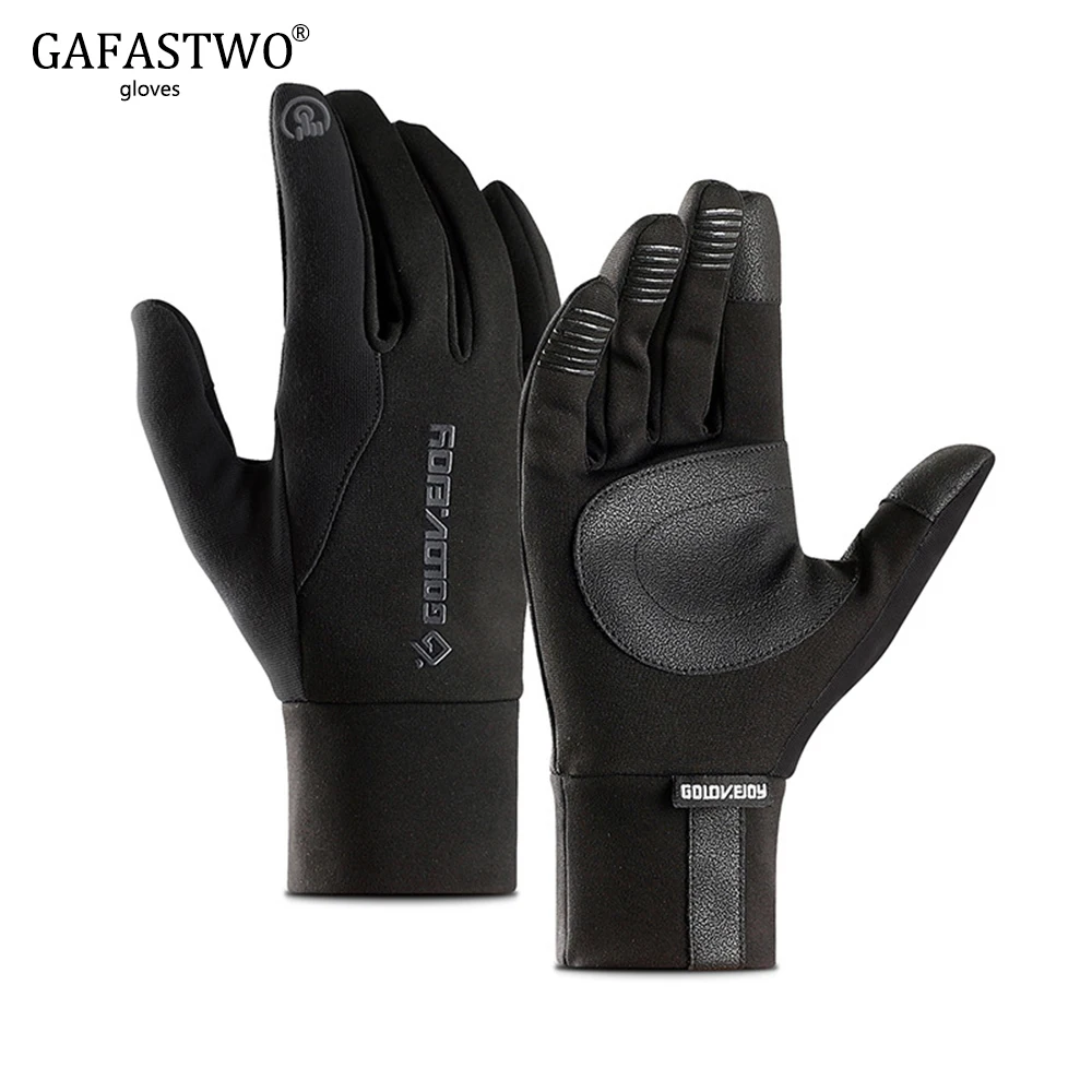 Зимние теплые ветрозащитные спортивные перчатки для езды на открытом воздухе для мужчин и женщин с сенсорным экраном плюс бархатные Нескользящие водонепроницаемые перчатки на весь палец