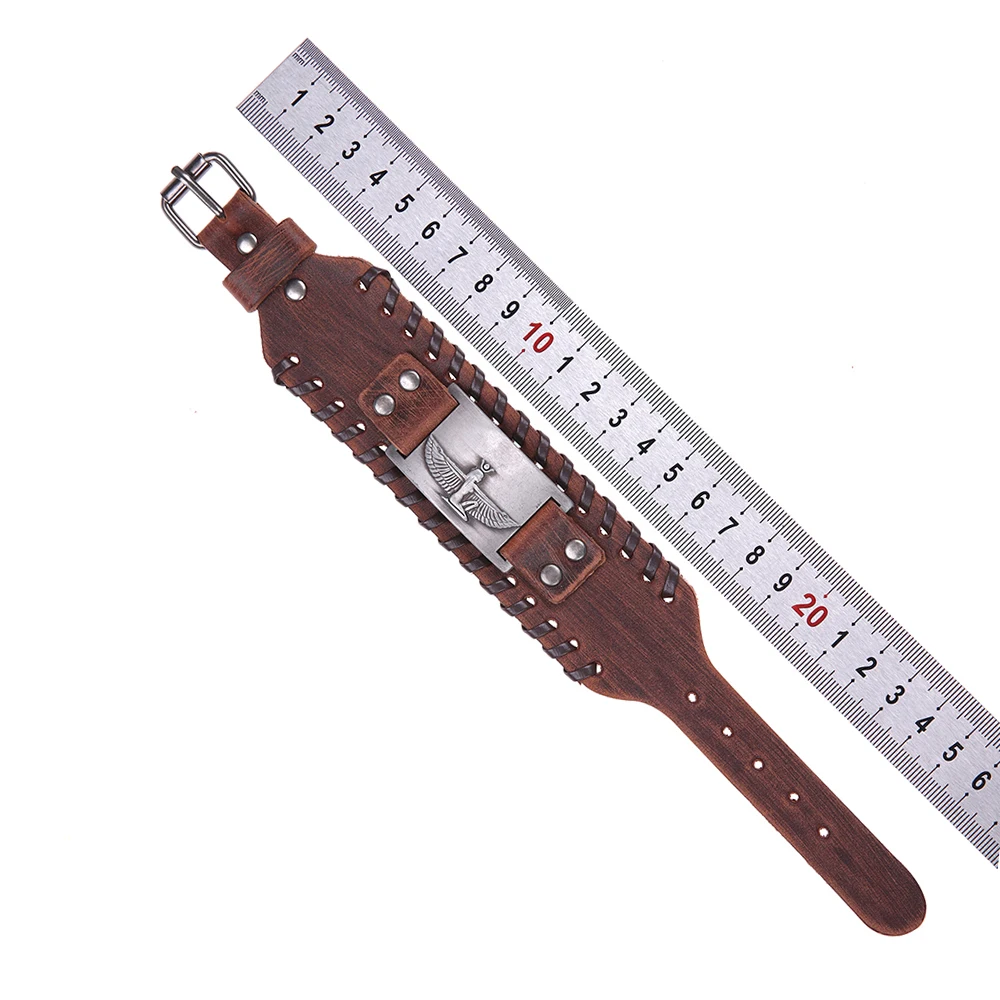 Широкий кожаный браслет LIKGREAT с коричневой оплеткой очаровательный королевы