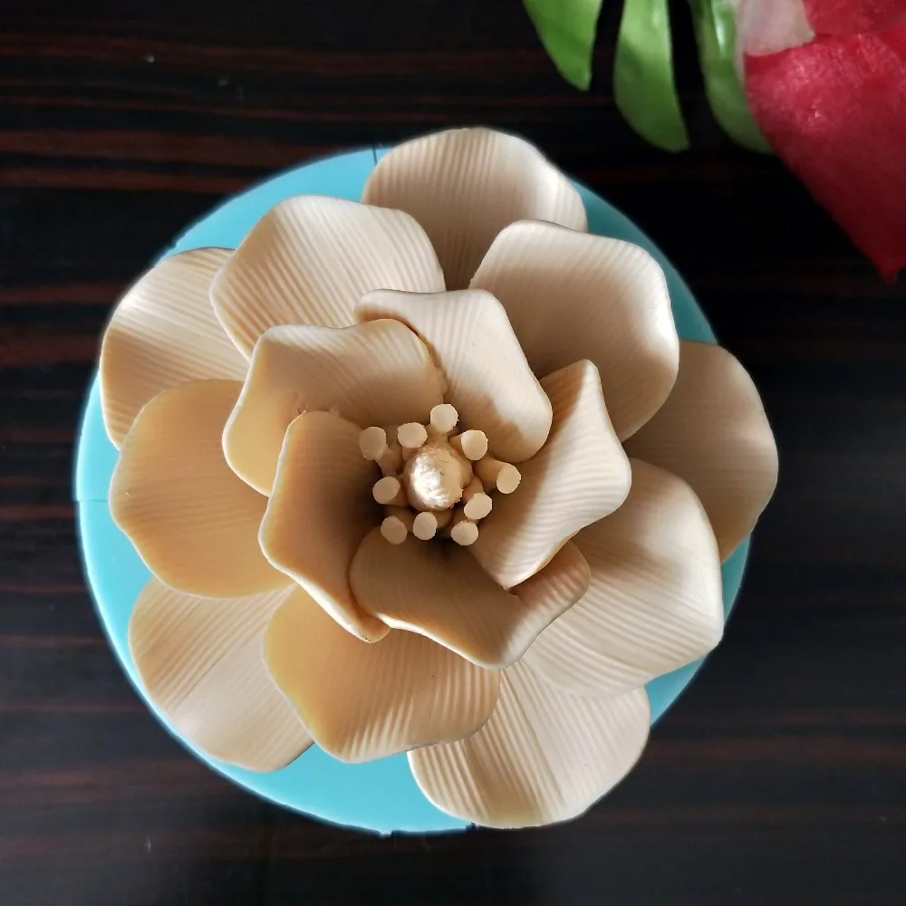 3D силиконовые в форме цветка прессформы торта Роза для украшения Мыло в форме цветка силиконовые формы для пирога формы свеча ароматный, в форме косточки пресс-форм