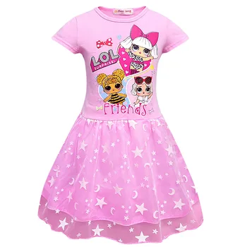 

LOL Surprise Girl Summer Dress Print Toddle Princess Party Short Sleeve Skirt For Children Kid's Girls Dresses Clothing Vestidos