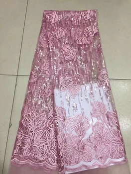 

Newest Arrival Beautiful French Sequins Lace Fabric Lilac Color Fashionable Bright African Lace Fabric For Party Dress FJ28031