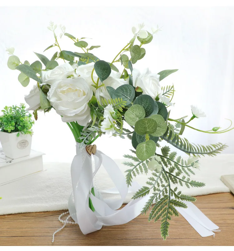 

SESTHFAR Wedding Bouquet Artificial Roses Bridal Bridesmaids Bouquets Marriage Wedding Flowers Home Decoration