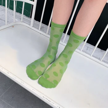 

Japan Style Dot Socks For Women Summer Thin Short Socks Female Streetwear Funny Socks Ankle Candy Color Dress Calcetines