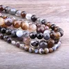 Natural Coffee brown Stripes Agates Stone Beads loose Spacer Smooth Gem Stone Beads for Jewelry Making bracelet 4 6 8 10 12 mm ► Photo 2/4