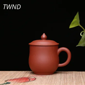 

350CC yixing tea cups with cover set chinese tea mugs ore purple clay simple drinkware 15.7