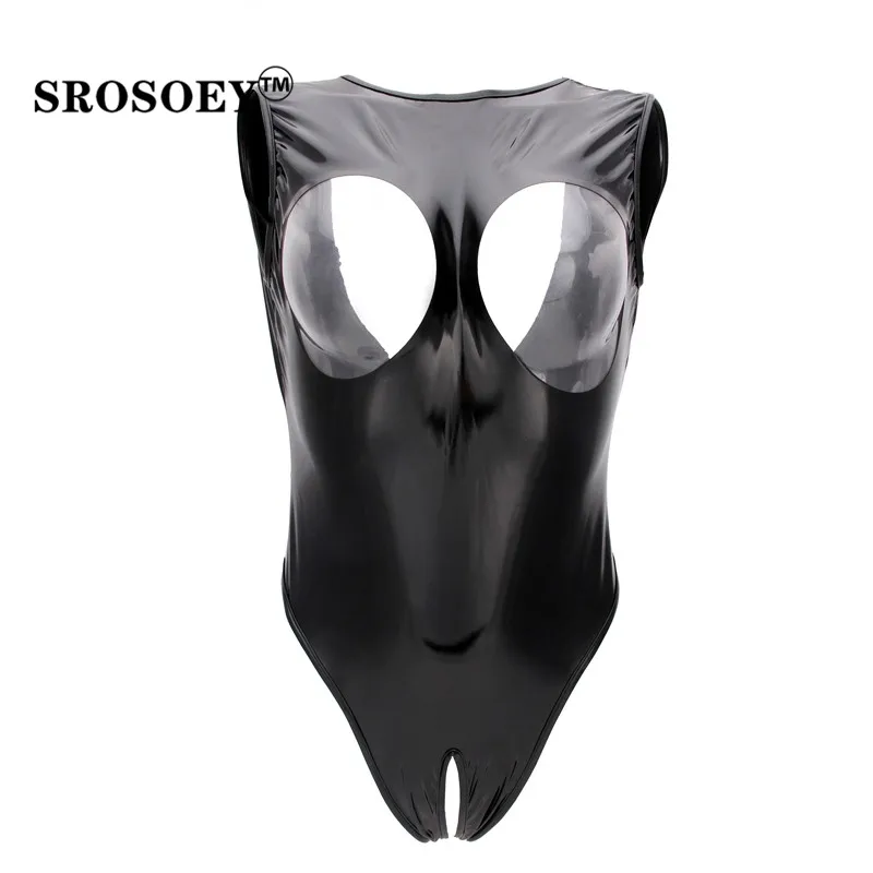 Сексуальное женское белье SROSOEY кожаный боди из ПВХ и латекса женские стринги с
