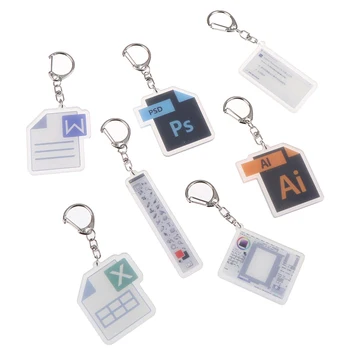 

1pc Cartoon Software Ps Keychain Acrylic Photo Designer Key Chain Car Key Ring