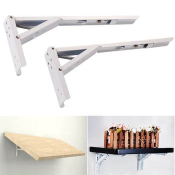 

2Pcs Triangle Bracket 195mm Foldable Shelf Brackets Adjustable Wall Mounted Heavy Loading Metal Table Support Folding