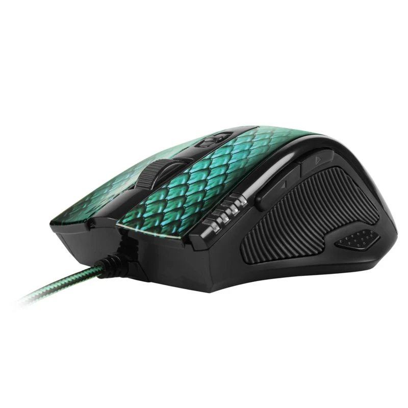 Игровая мышь Sharkoon Drakonia (11 кнопок 5000 dpi USB зелёная подсветка)|Мыши| |