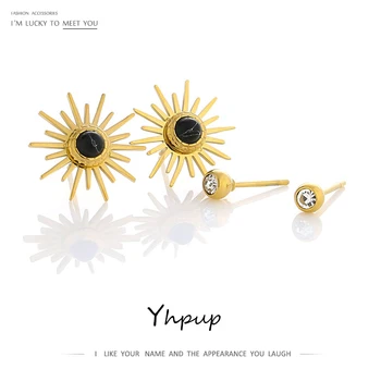 

Yhpup Trendy Star Resin Stainless Steel Stud Earrings Set for Women Exquisite Cubic Zirconia Small Earrings Gold Metal Jewelry