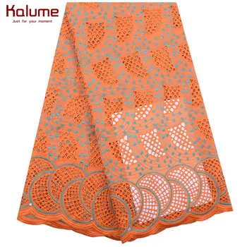 

Latest Swiss Voile Lace In Switzerland 5 Yards Orange African Dry Lace Fabric Embroidery Nigerian 100% Cotton Fabrics 1842