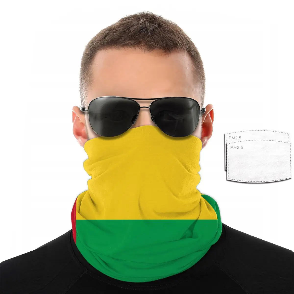 

Guinea-Bissau Flag Face Scarf With 2 Pcs Filter Multi-purpose Headscarf headband riding mask