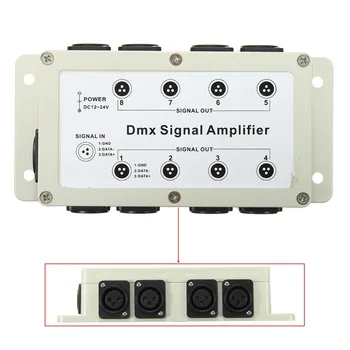 

DMX512 LED Signal Splitter Amplifier Distributor 1 Way in 8-Channel Output Amplifier Splitter Distributor for Home Equipments